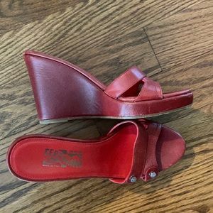 Salvatore Ferragamo red wedges